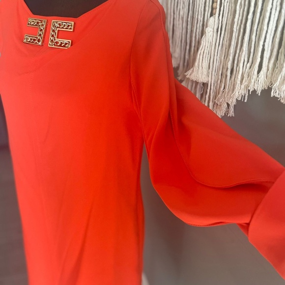 Elisabetta Franchi Orange Mini Shift Dress - Picture 3 of 6